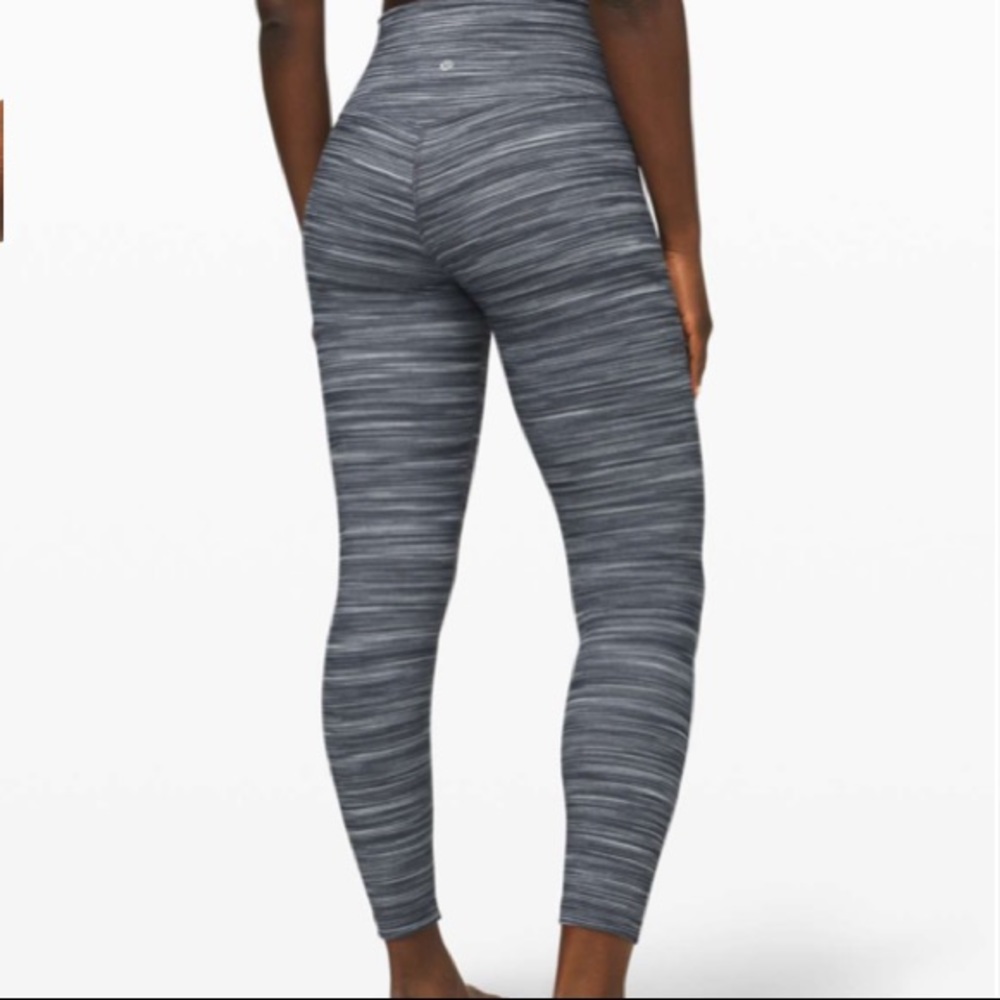 Lululemon Align Pant II 25" Mini Space Dye Herringbone Heathered Black White